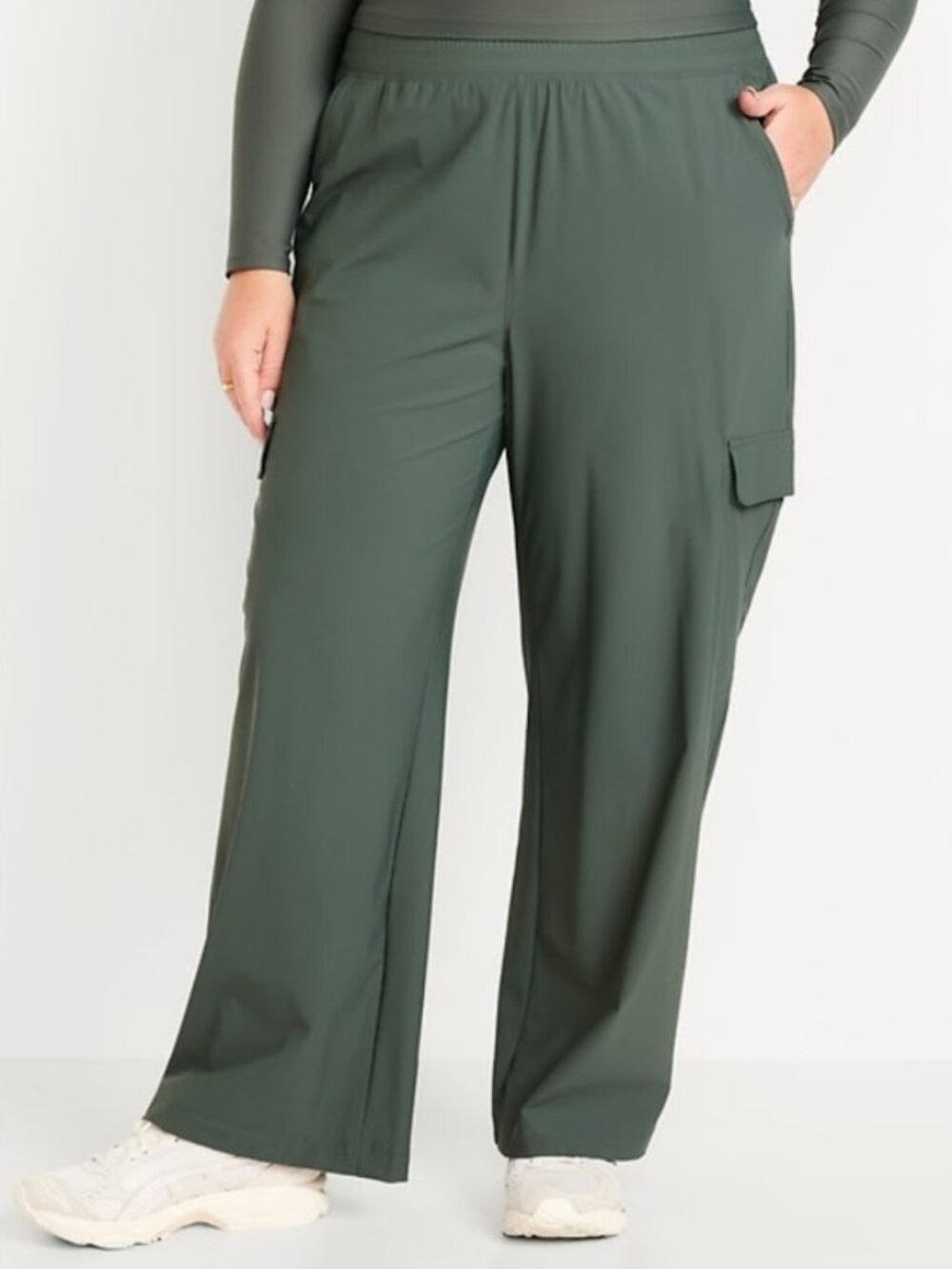 Old Navy Green Cargo Wide Leg Pants High Waisted Plus Size Athletic Trousers XXL